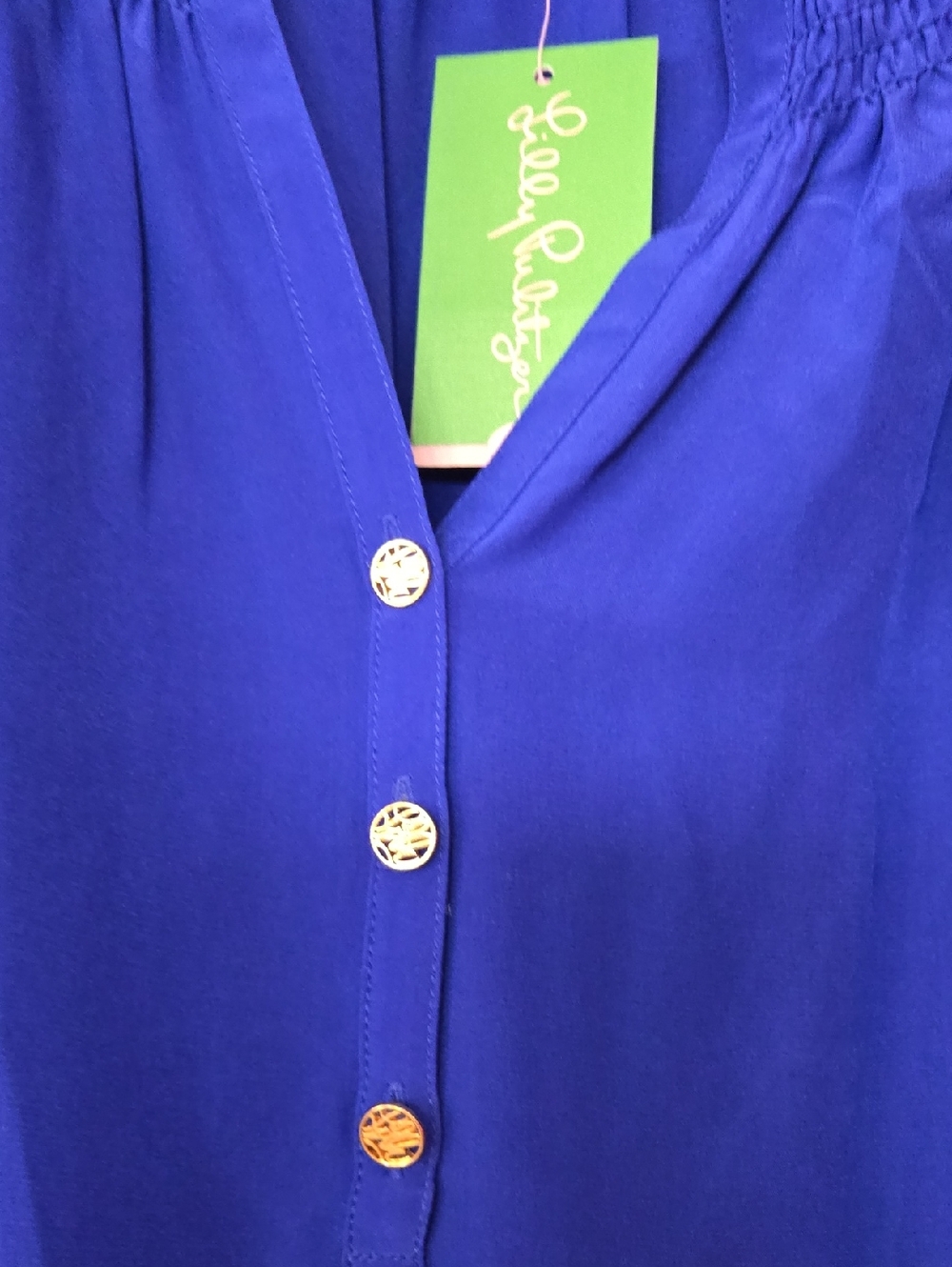 NWT Lilly Pulitzer Silk Elsa Blouse In Twilight Blue Size Medium - Picture 3 of 7